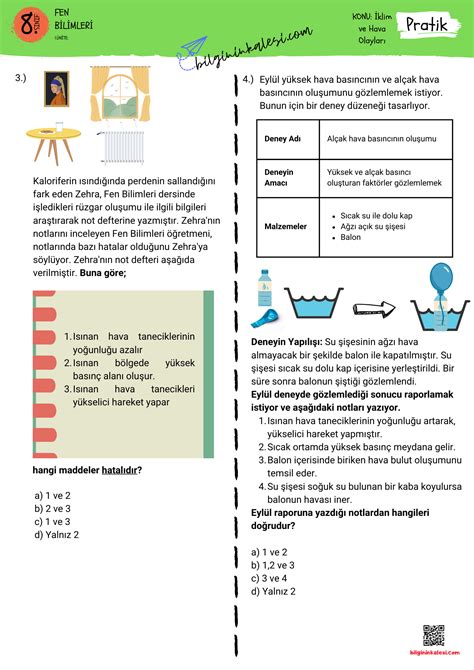 S N F Fen Bilimleri Mevsimlerin Olu Umu Yaprak Test Pdf Bilginin