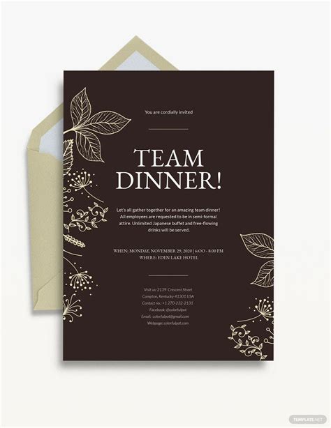 Team Dinner Invitation Template in Publisher, Word, Illustrator, PSD ...