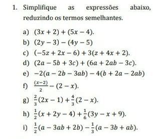 Solved Simplifique As Express Es Abaixo Reduzindo Os Termos