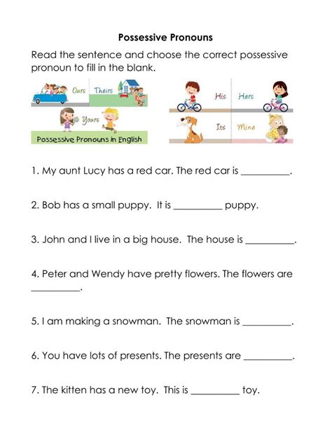 Possessive Pronoun Worksheets Possessive Pronouns Worksheet