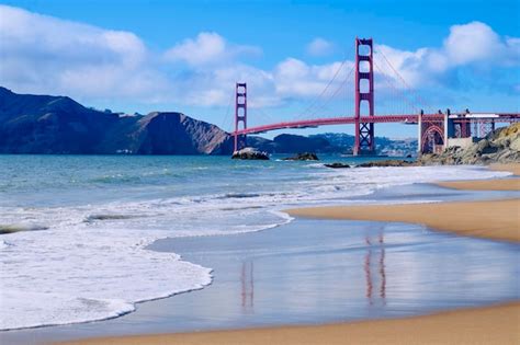 Impresionante Vista Del Puente Golden Gate Desde Baker Beach San