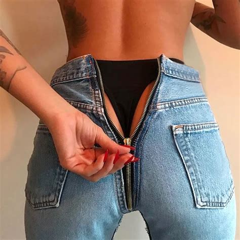 Sexy Back Zipper Long Jeans Women Classic High Waist Skinny Pencil