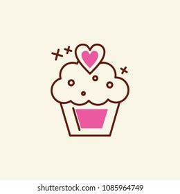 Cupcake Heart Design Beautiful Color Cartoon Stock Vector Royalty Free