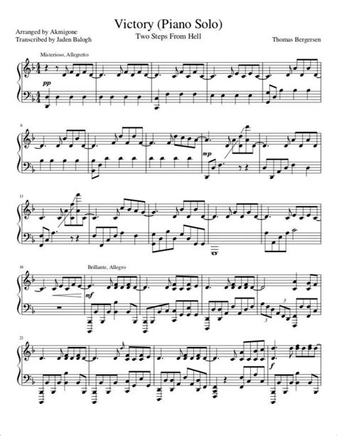 Two Steps from Hell Victory Sheet Music Downloads