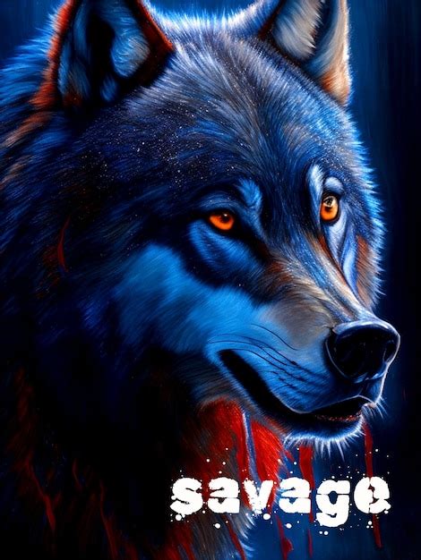 Premium Photo | Animal wolf head drawing with neon art color