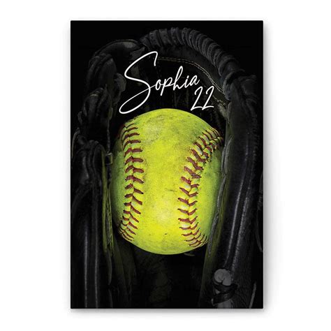 Personalized Softball Poster And Canvas Softball Gloves Wall Art Custom Name Number Home Decor