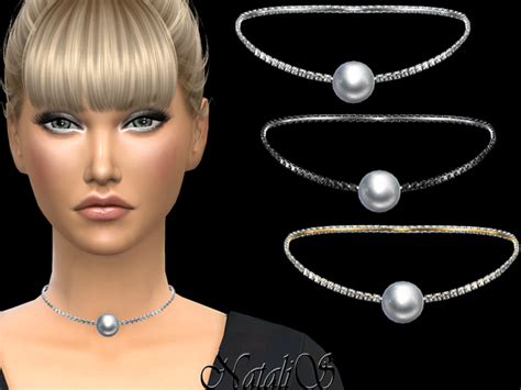 NataliS Rhinestone And Pearl Choker Pearl Choker Chokers Pearls