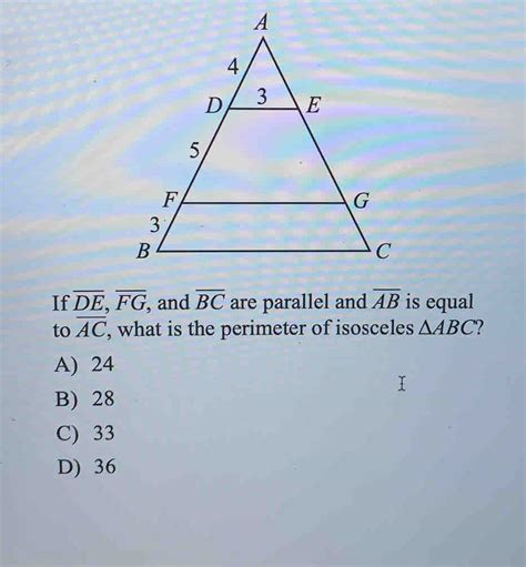 Solved If Overline DE Overline FG And Overline BC Are Parallel And