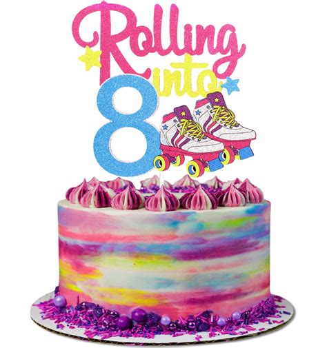 Buy Rolling Into 8 Roller Skating Happy Birthday Cake Topper 90 S