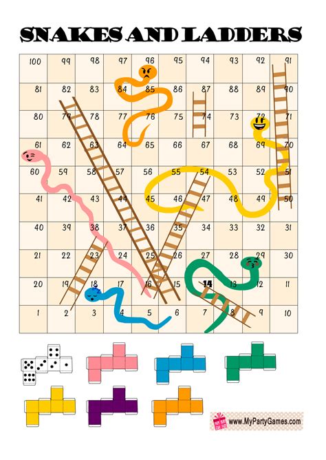 Snakes and Ladders Board Game, 5 Free Printables