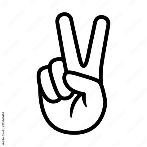 Hand Gesture V Sign For Victory Or Peace Line Art Vector Icon For Apps