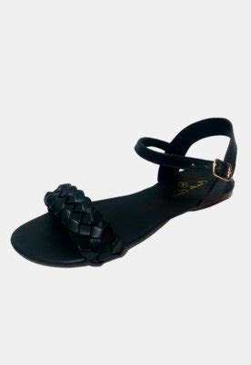 Sandália Feminina Rasteirinha Casual Estilo CC320 Trançado Preto