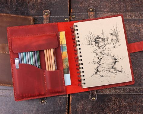 Leather Sketchbook Cover Leather Artist Sketch Pad Cover For 55x85