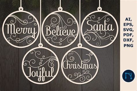 Christmas Word Ornaments Svg Bundle Graphic By Ngised Creative Fabrica