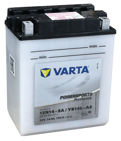 YB14L A2 Varta Powersports Freshpack Motorcycle Battery 514 011 014