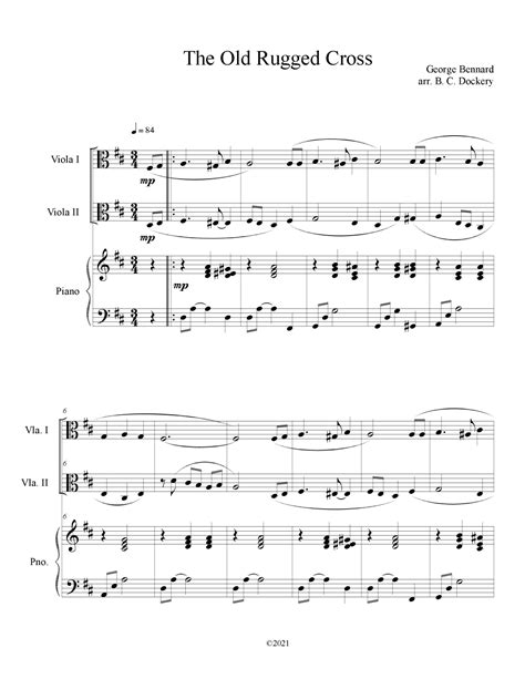 The Old Rugged Cross Viola Duet With Piano Accompaniment Arr B C