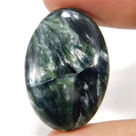 Natural Untreated Green Seraphinite Oval Cabochon 28 85Cts Loose