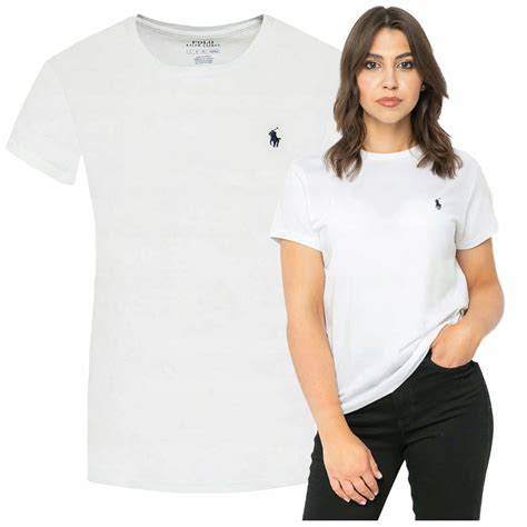 T Shirt Polo Ralph Lauren Premium Damska Koszulka Bia A Ma E Logo