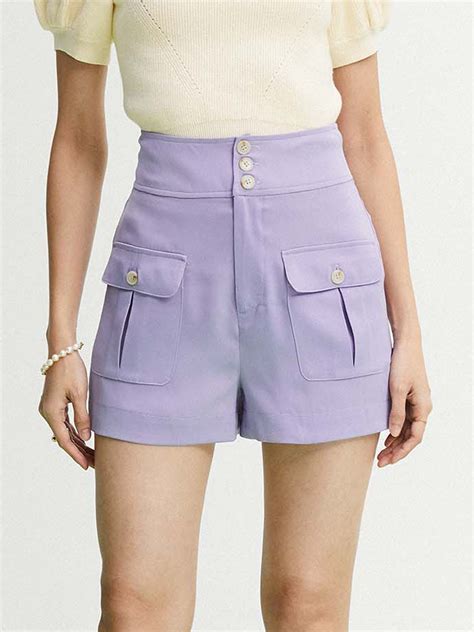 Front Pocket Shorts Purple Pomelo Fashion