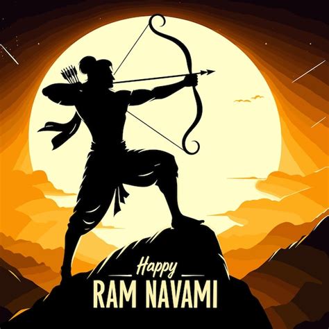 Premium Vector Happy Ram Navami Festival Of India Lord Rama With Bow