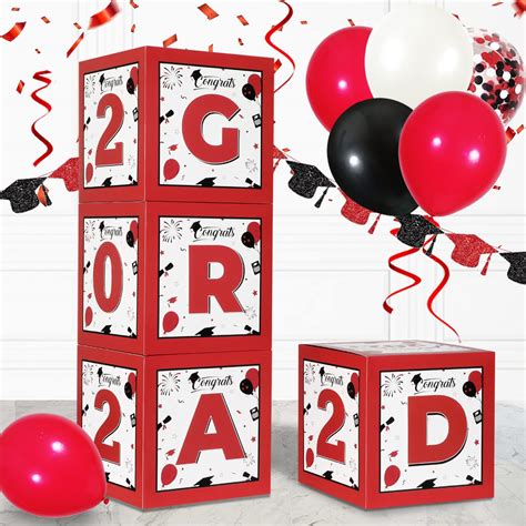 Buy 2022 Graduation Party Decorations 4pcs Red Black White Graduation