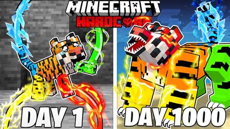 I Survived 1000 Days As An ELEMENTAL TIGER In HARDCORE Minecraft Full