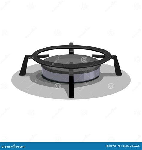 Stove Burner Vector Cartoon Icon Vector Illustration Burning Gas On