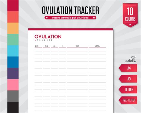 Ovulation Log Ovulation Tracker Opk Test Sheet Printable Opk Test Pregnancy Test Strip