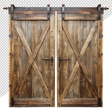 Premium PSD | Rustic barn door on transparent background