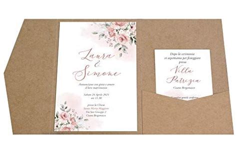 A Wedding Card With Flowers On It And A Pocket For The Front Side And Back