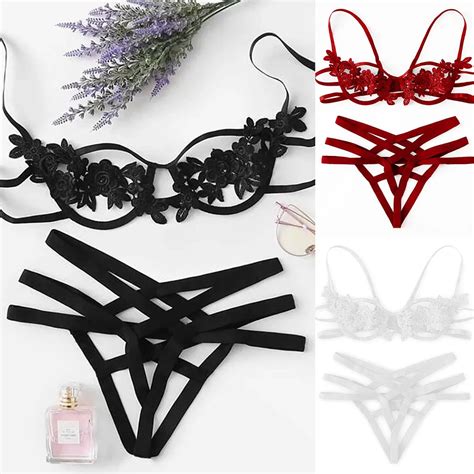Conjunto De Lingerie Feminina Espartilho Renda Roupa De Dormir Feminino Top Calcinha