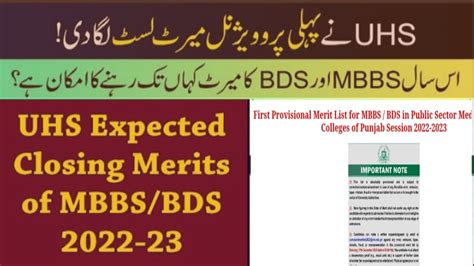 Uhs Announced First Provisional Merit List PakEduCareer YouTube