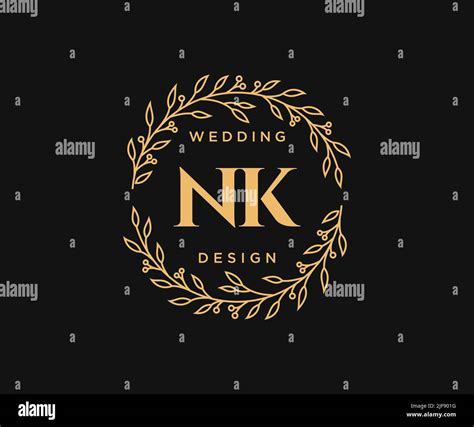 Nk Initials Letter Wedding Monogram Logos Collection Hand Drawn Modern