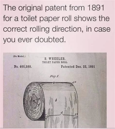 The Original Patent For A Toilet Paper Roll Shows The Correct