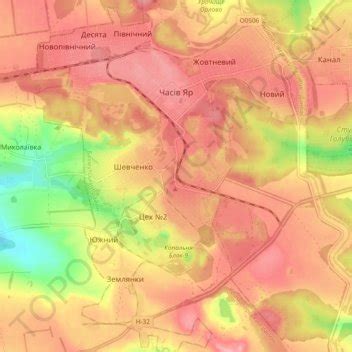 Chasiv Yar topographic map, elevation, terrain