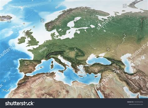 Physical Map Western Europe High Resolution Stock Illustration ...