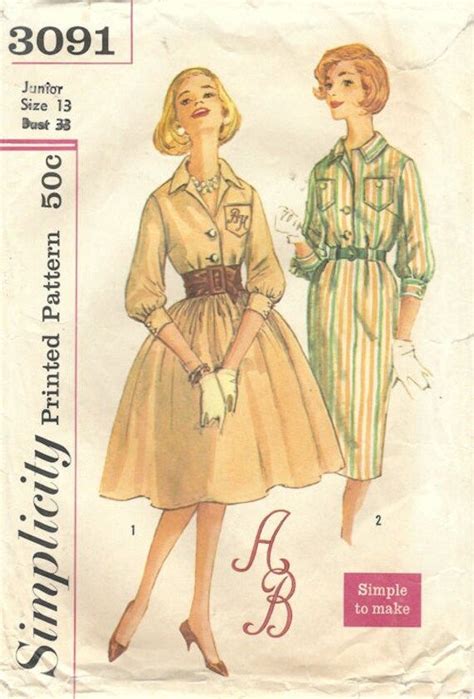 S Simplicity Vintage Sewing Pattern Jr Miss Misses One Piece