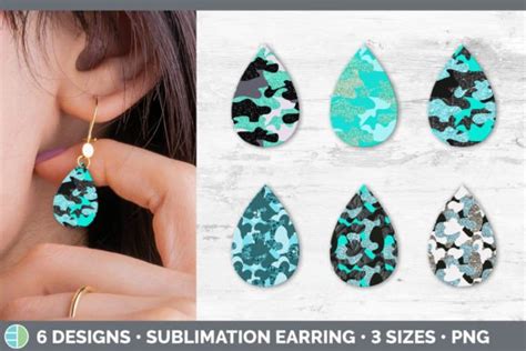 Glitter Teal Camo Teardrop Earring Sub Graphic By Enliven Designs