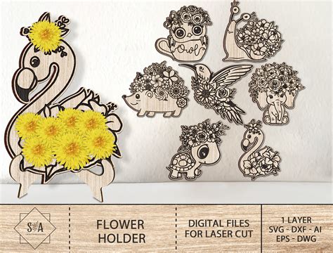 Animal Flower Holder SVG, Flower Holder Graphic by SwallowbirdArt ...