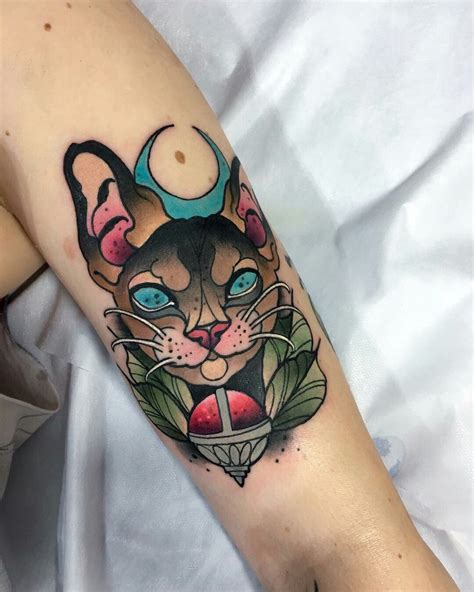 Tattoo Done By Olie Siiz Gato Cat Neotradicional Tattoo Tatuaje