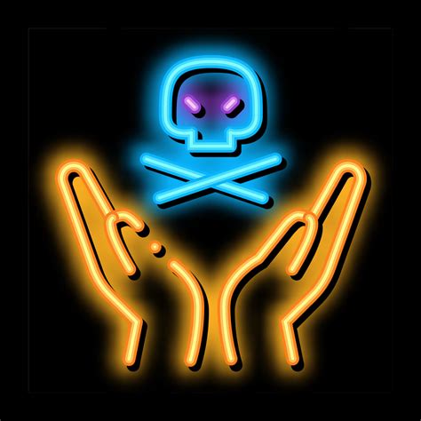 Hands Hold Skull Neon Glow Icon Illustration 17794615 Vector Art At