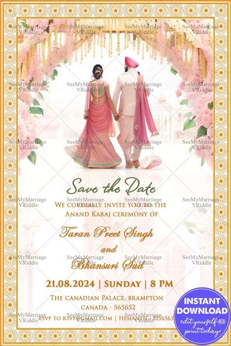 Pastel Anand Karaj Sikh Save The Date Maker Seemymarriage