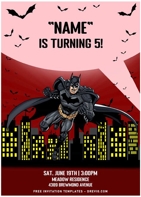 Free Editable Pdf Superhero Batman Birthday Invitation Templates Download Hundreds Free