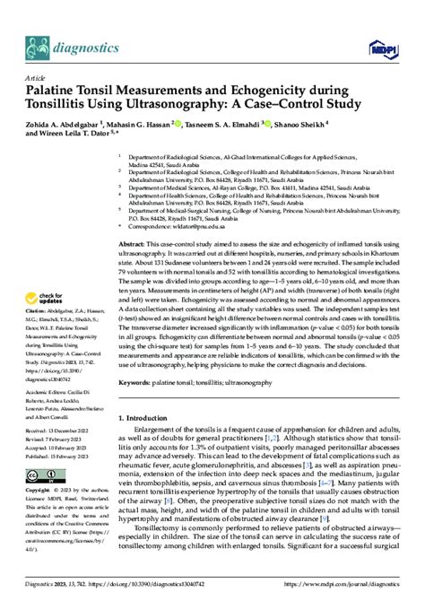 Pdf Palatine Tonsil Measurements And Echogenicity During Tonsillitis