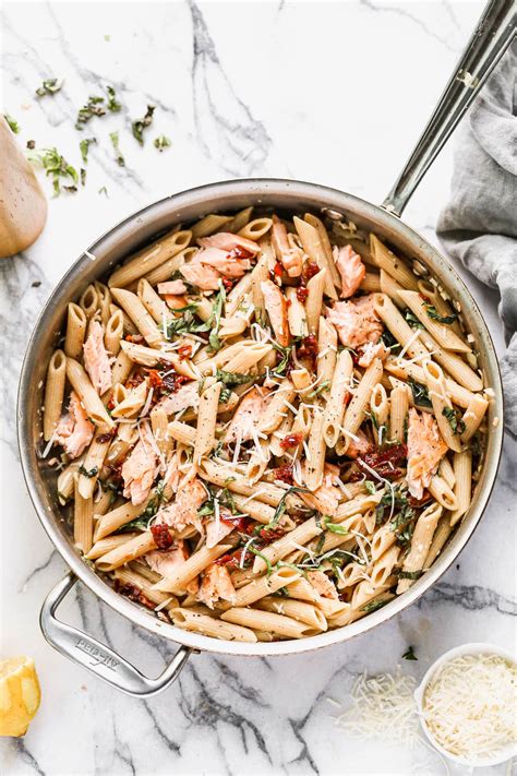 Salmon Pasta With Creamy Sun Dried Tomato Sauce