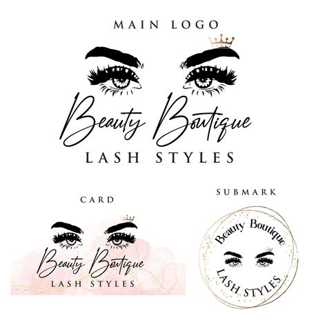 Premium Vector Digital Custom Logo Design Gold Eyelash Logo Crown Heart Lash Beauty Logo