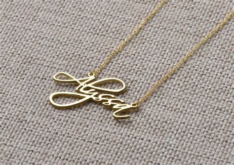 Personalize Name Necklace 14k Gold Script Name Necklace Etsy