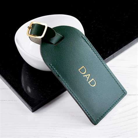 Personalised Dark Green Foiled Leather Luggage Tag The Gift Experience