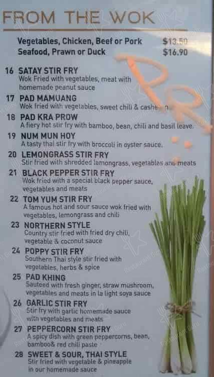 Menu At Poppy S Thai Restaurant Narre Warren Fountain Gate Shopping