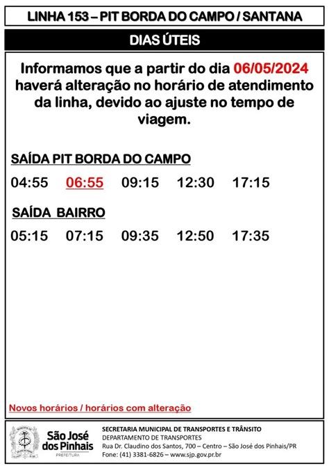 Linhas de ônibus de São José dos Pinhais terão novos horários